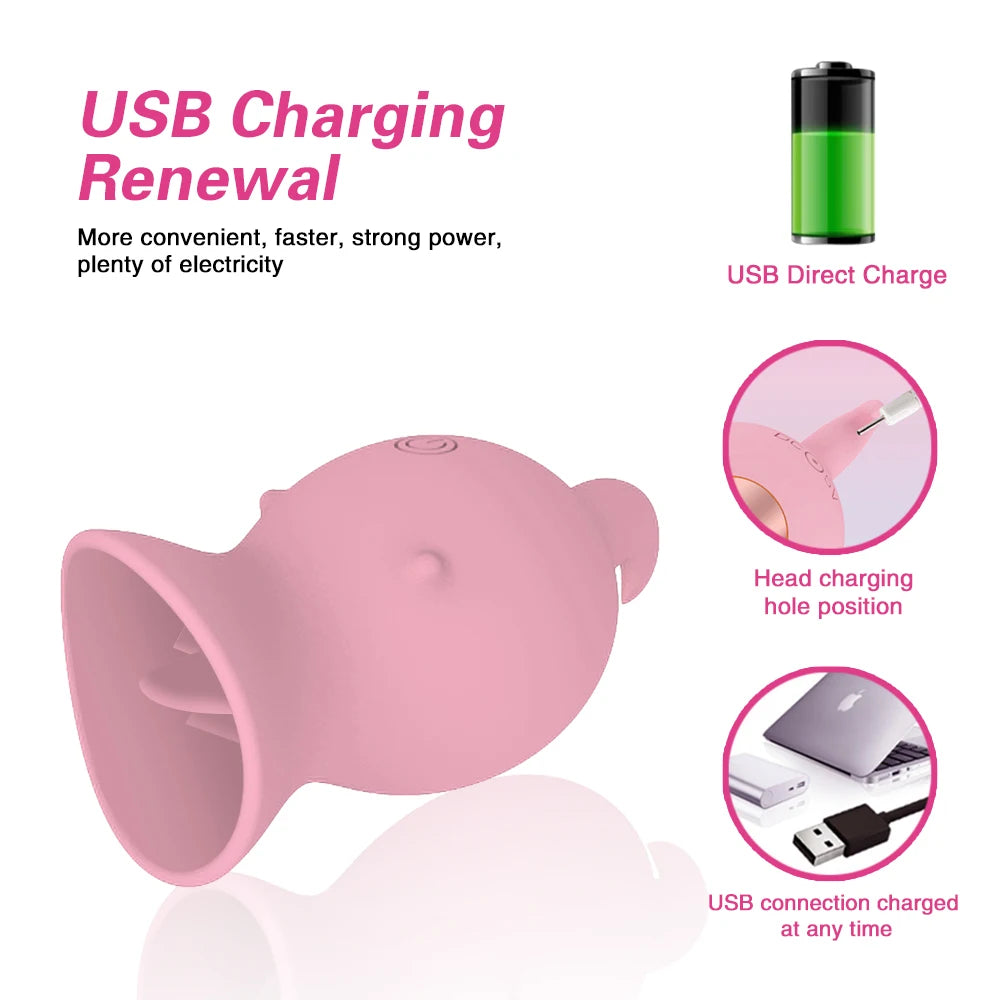 Tongue Vibrator Nipple Pussy Clitoris Stimulator