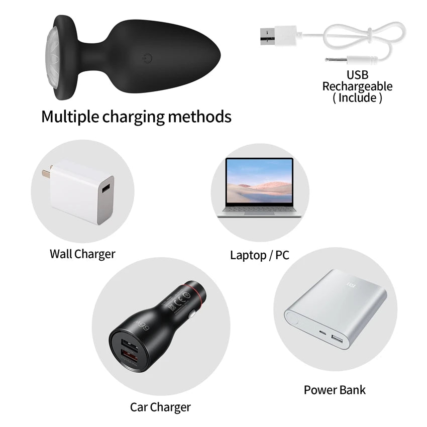 Anal Plug Vibrator LED APP Wireless Control