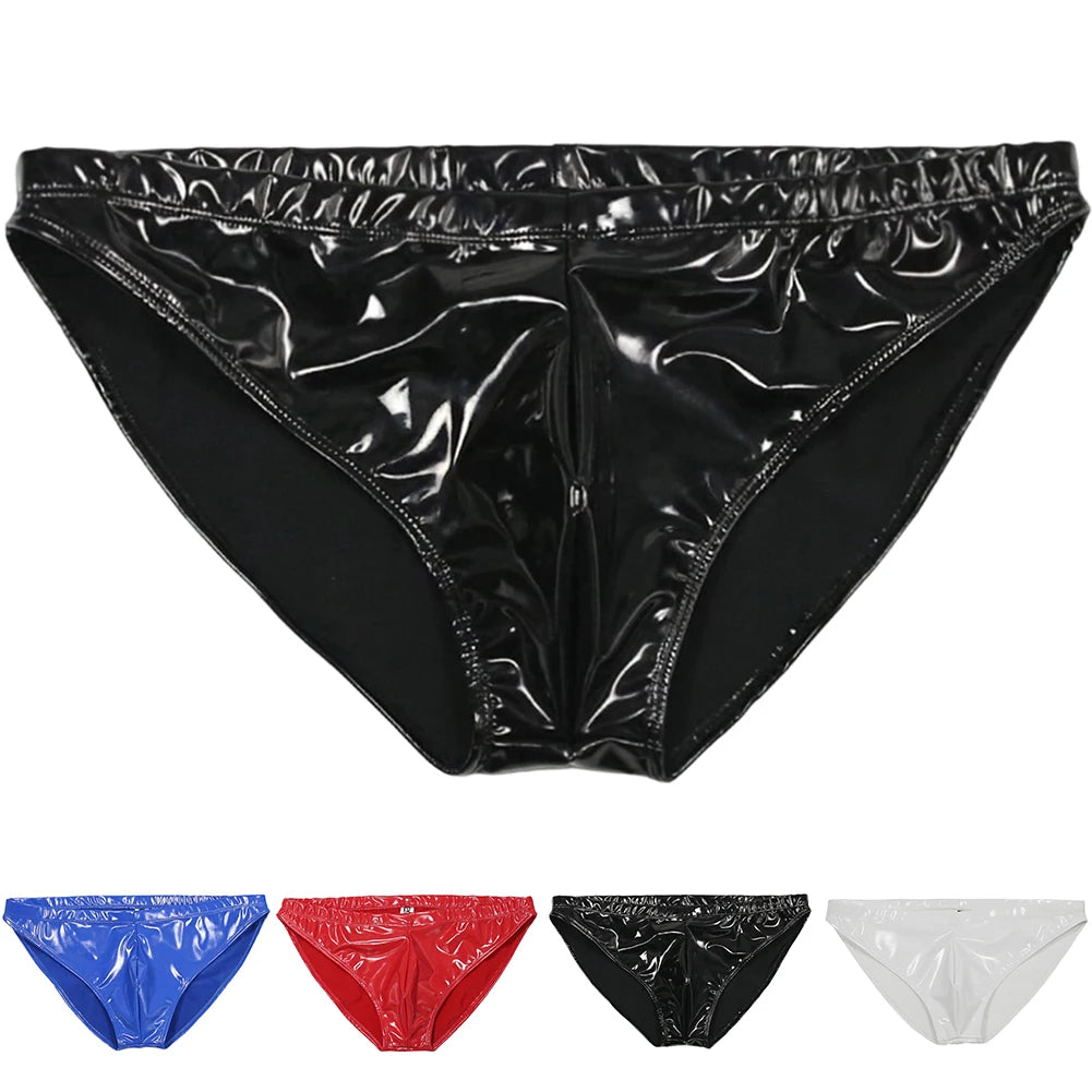 Men Sex Latex Glossy Package Underwear