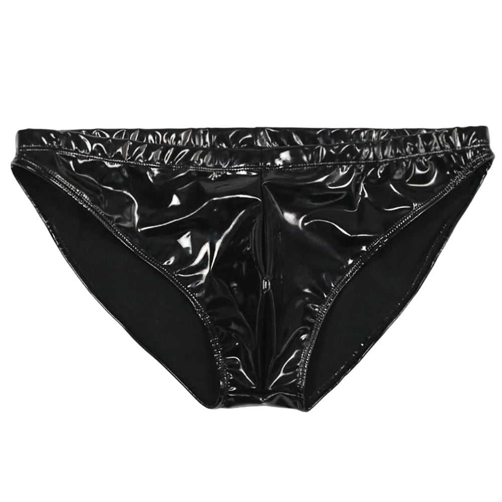 Men Sex Latex Glossy Package Underwear