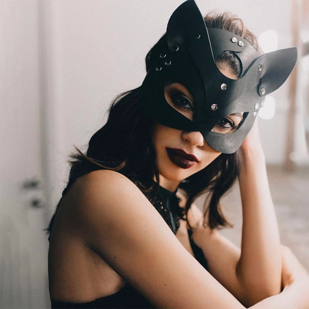 Men and Women Sexy Leather Half Face Mask