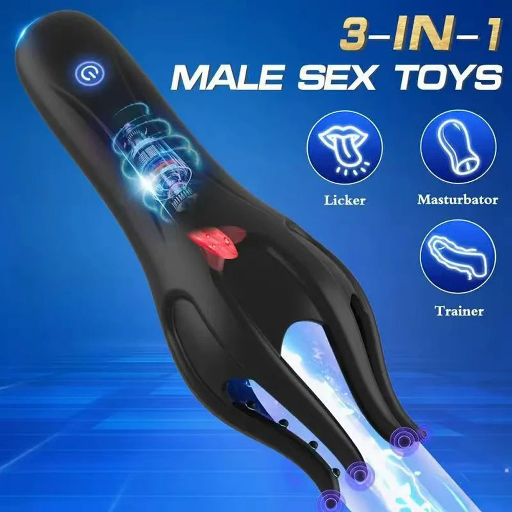 Male Penis Vibrator with Tongue Licking